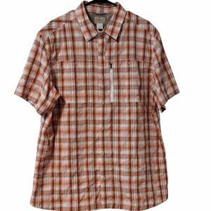 LL Bean Men's Short Sleeve Button Down Fishing Shirt Polyester Nylon XL Tall